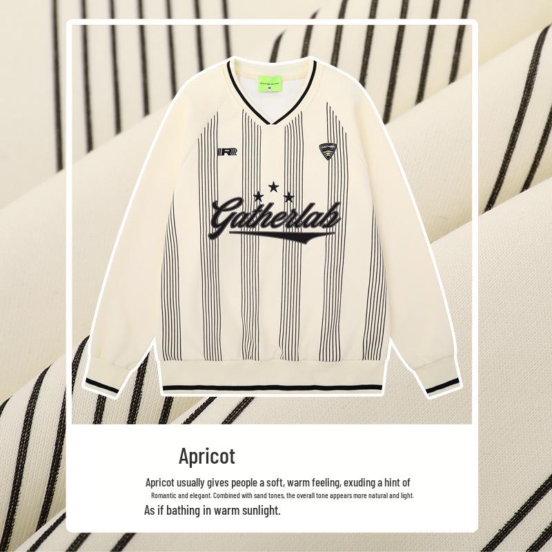 

Trendy Raglan Sleeve Striped Jersey Hoodie - Blokecore American Style for Autumn/Winter XXL бежевий