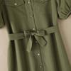 ZANZEA Women Casual Turn Down Collar Solid Color Short Sleeve Dress