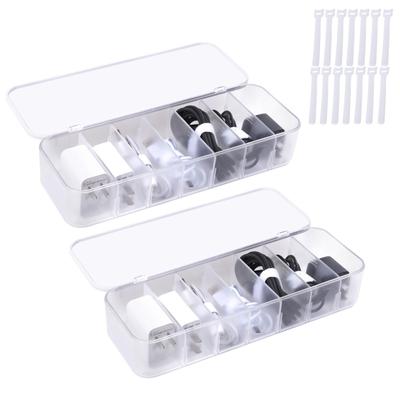 FRETONBA Cable Storage Set of Sorting Cord Storage Small Item Storage with Charger Storage Removable Includes 14 Cable Desktop Home Office Cable