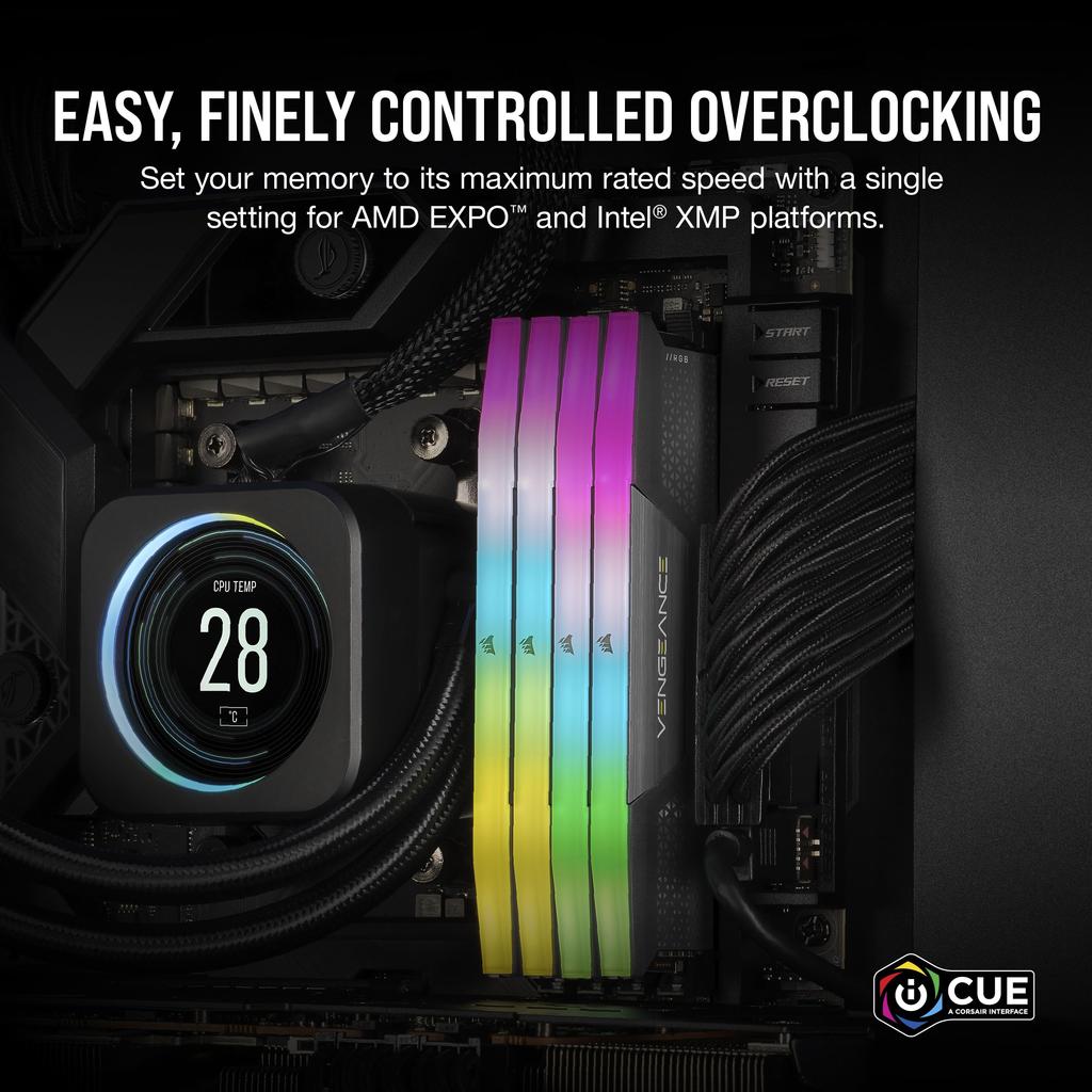 Corsair Desktop PC Memory VENGEANCE RGB DDR5 Series AMD EXPO Intel XMP Memory Kit 64GB Black X CMH64GX5M2B6000Z38 DDR5-6000MHz & [32GB 2]
