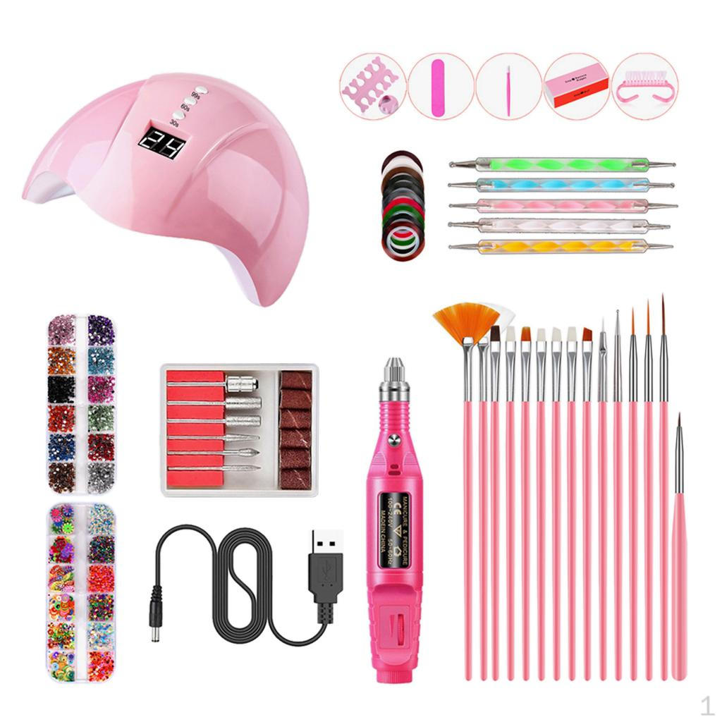 

12x Manicure Nail Dryer Light Polisher Detailing Liner Brushes