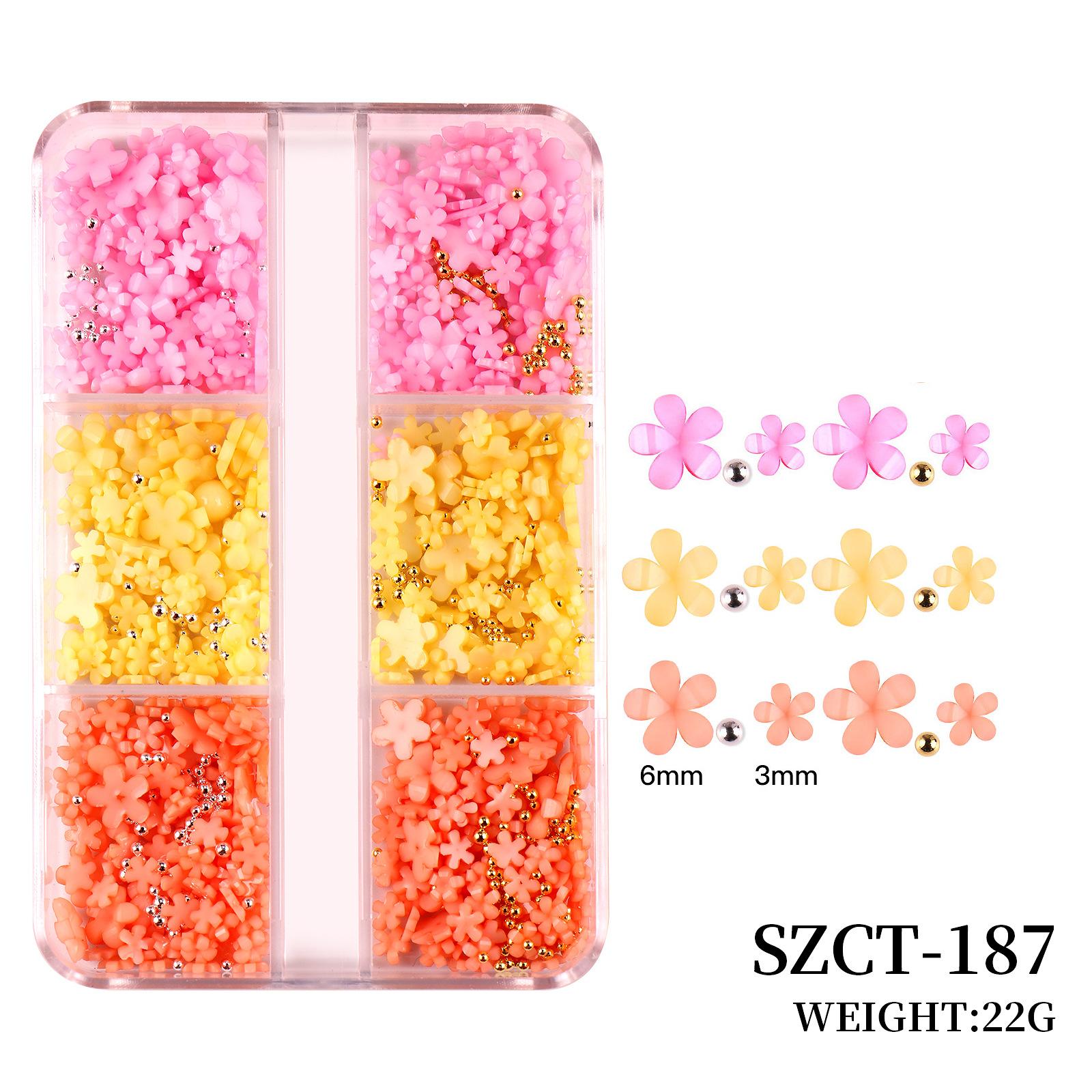 

6 Grid Resin Manicure Five-Petal Three-Dimensional Flower Jewelry 4Mm Small Diy Material Decoration Accessories