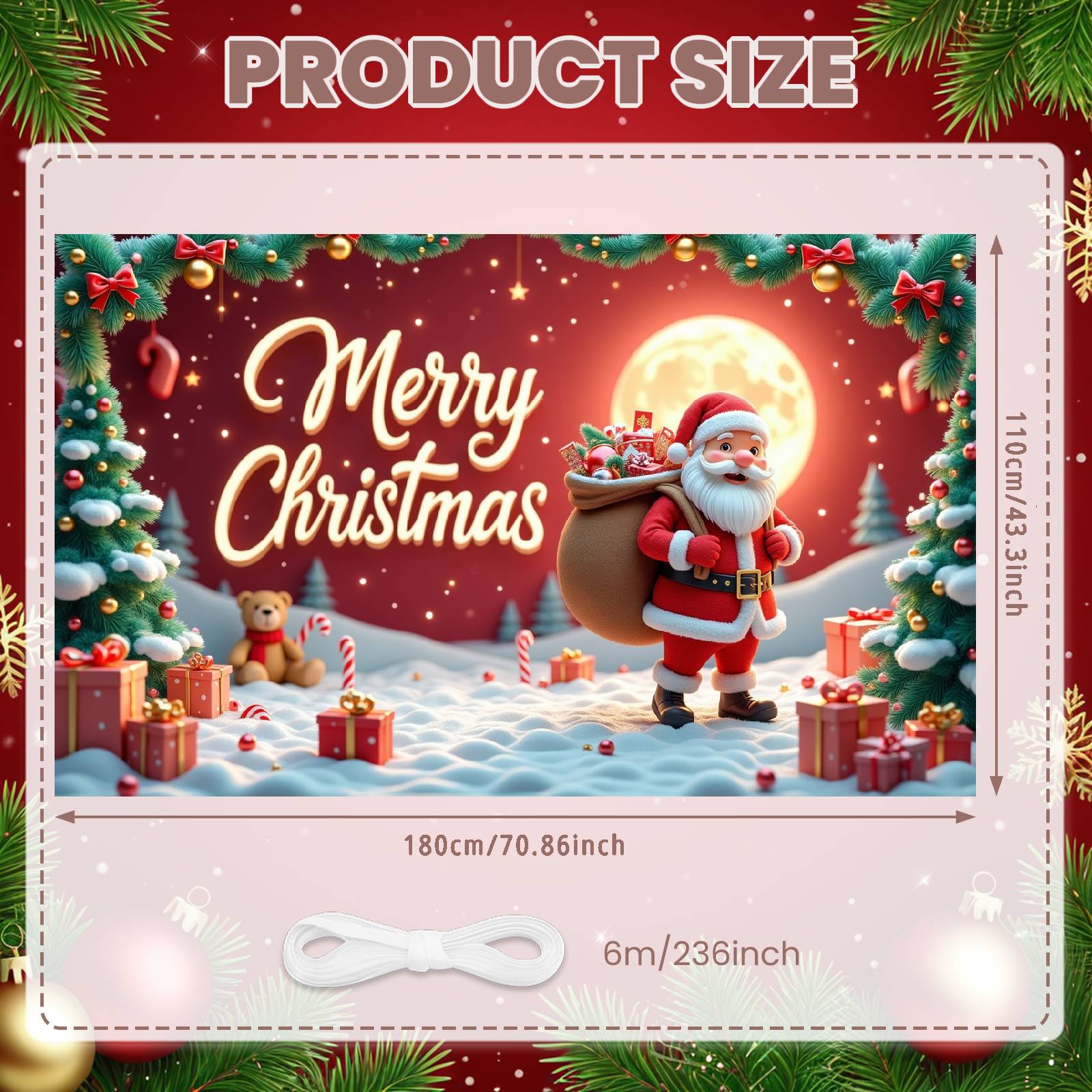 Merry Christmas Banner Gold Decorations Christmas Banner Winter Banner Festive For Mall Decoration Festive Decoration Christmas