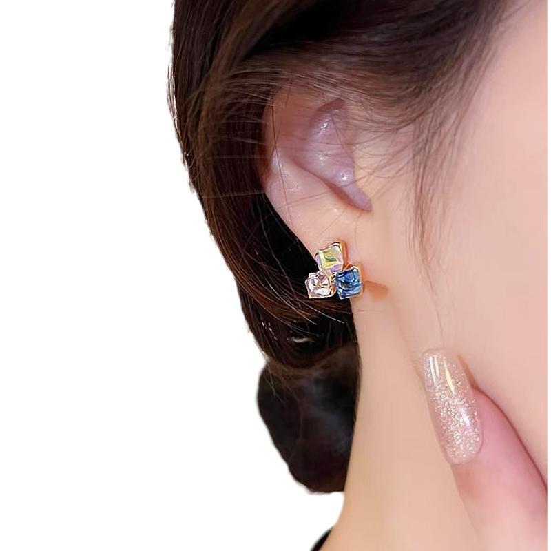 

И Игривые Уникальные Серьги-клипсы в корейском стиле с разноцветными циркониевыми камнями, идеально подходящие для девушек-подростков