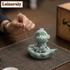 Green Sandstone Zen Wukong Tea Pet Aesthetic Flowerpot Landscaping Tea Figurine Play Toys Tea Statue Ornaments Craftsmanship