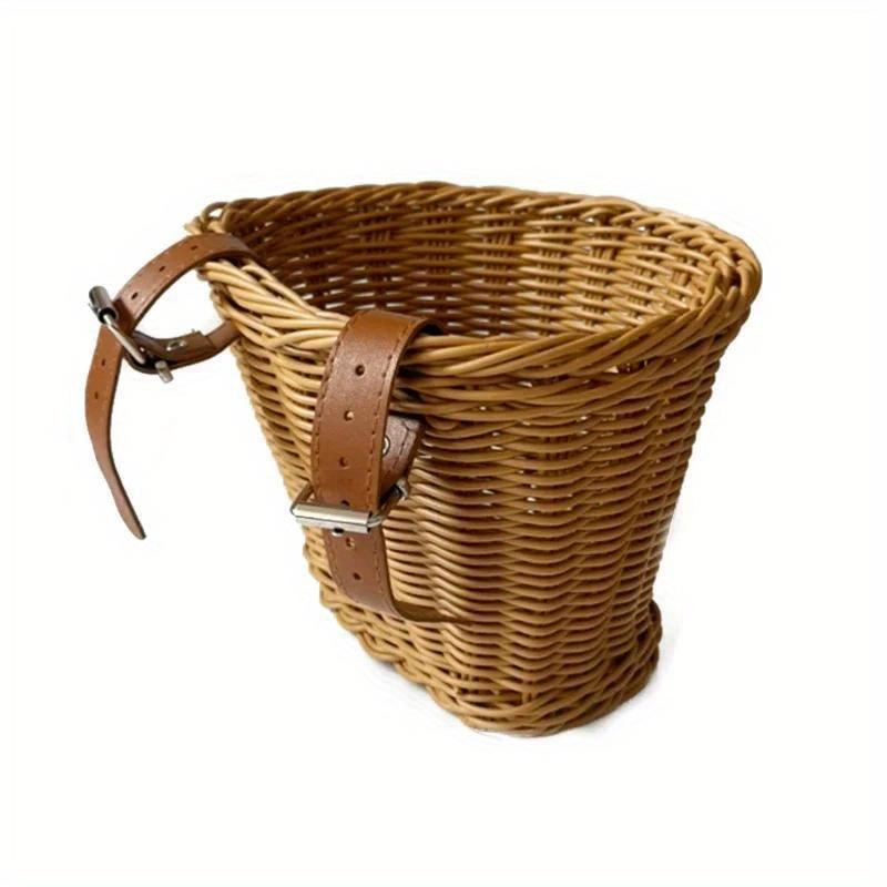 

Waterproof Durable Handmade Storage Basket Detachable Baggage Bag Stroller Front Basket for Kids Bike Scooter Woven Rattan Bag