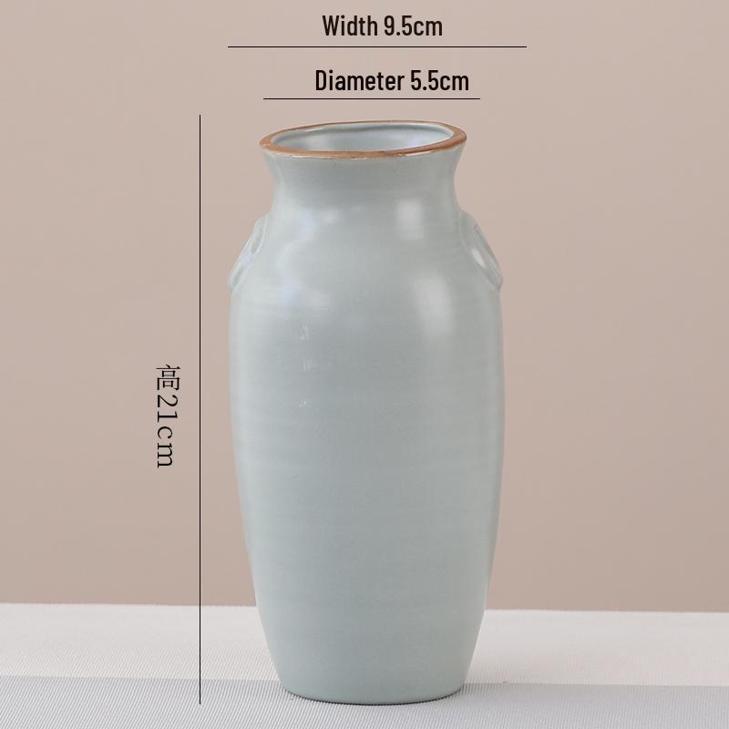 Elegant Celadon Vase: Classical Ru Kiln Ceramic for Hydroponic Flower Arrangements and Living Room Decor