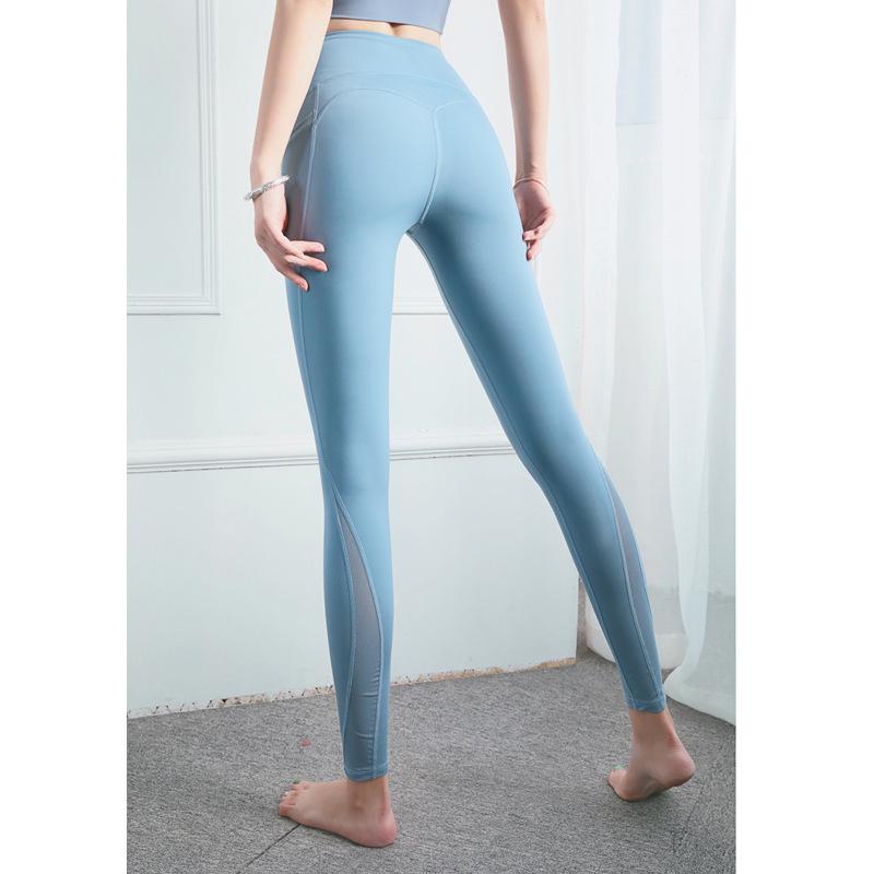 

Новые женские спортивные леггинсы с высокой талией, карманами и сетчатыми вставками, подтягивающие бедра, облегающие спортивные брюки для йоги и пота S