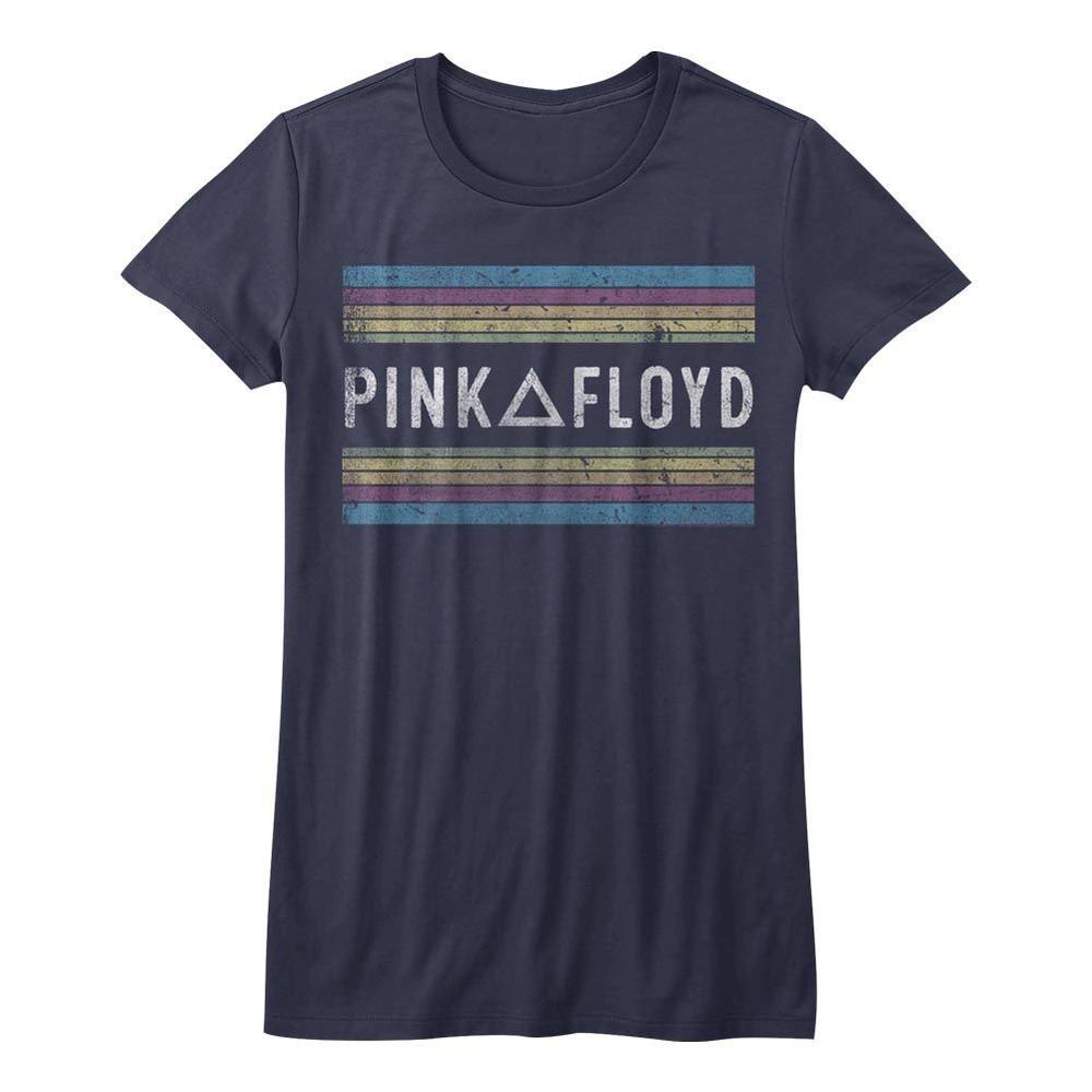 Ladies Pink Floyd Rainbow Navy Music Band Shirt