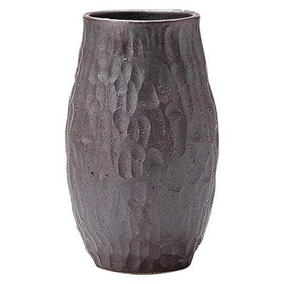 Marui Seito Shigaraki Ware Hechimon Flower Vase, Large, Vertical, Brown, Iron Glaze Carving, Ceramic, MR-1-2533