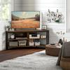 Industrial-Style Corner TV Unit - Black/Brown