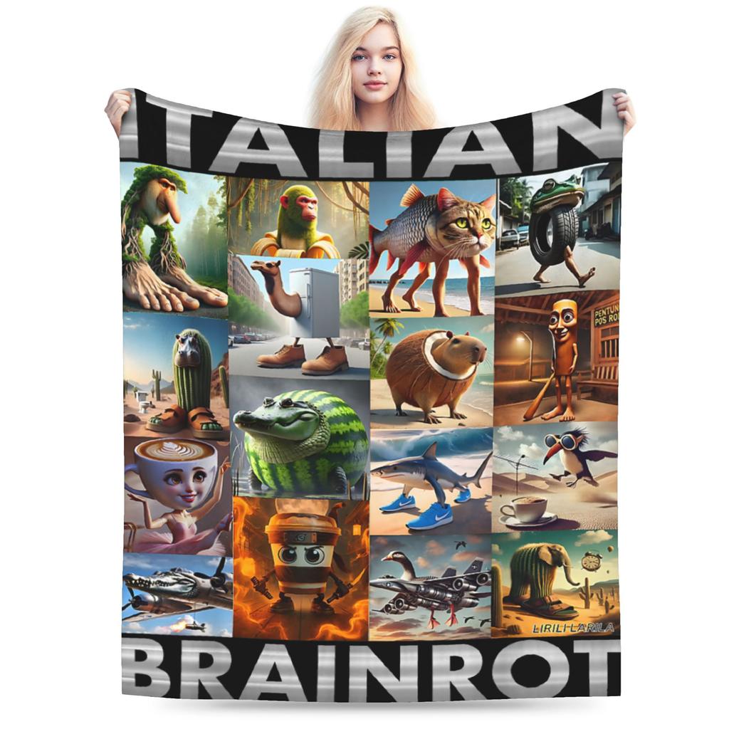 Tralalero Tralala Bootleg Vtipný Brainrot Italský Žraločí Meme Tdeka Teplé Měkké Ložní Přehozy Zimní Pohovka Křeslo Přehoz