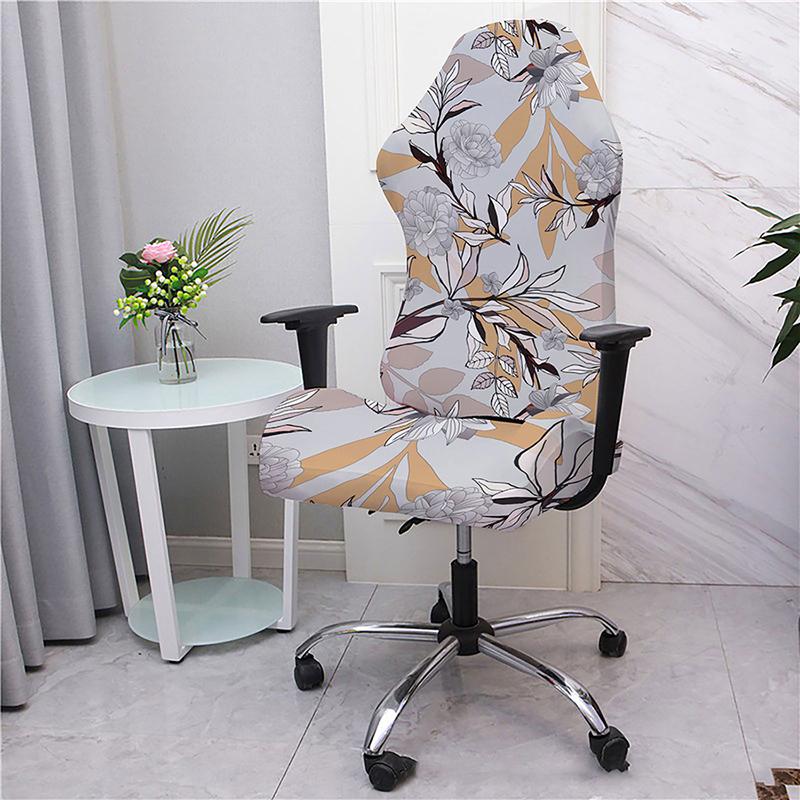 Elastic Printed Armchair Cover Universal Computer Game Chair Seat Cover Home Office Backrest Armrest Swivel Chair Slippers