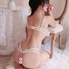 Long Night, romantic lingerie, sexy lace-up, cutout bow, lace seductive, Revealing breasts, halter jumpsuit 2029