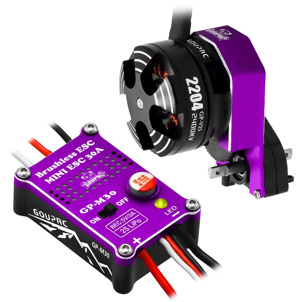 2204 2400KV Brushless Outrunner Motor with Transmission & 30A Brushless Mini ESC for 1/24 RC Crawler Axial SCX24 Upgrade