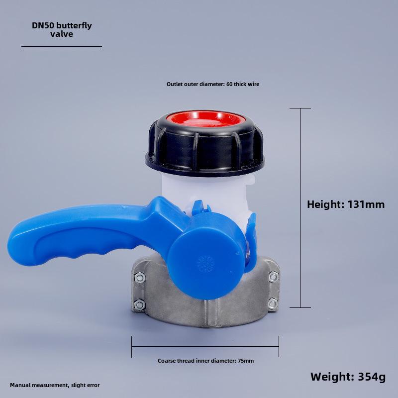 IBC 1-Ton Barrel Valve Set: Acid & Alkali Resistant Butterfly and Ball Valves, DN50, for Plastic Barrel Discharge.