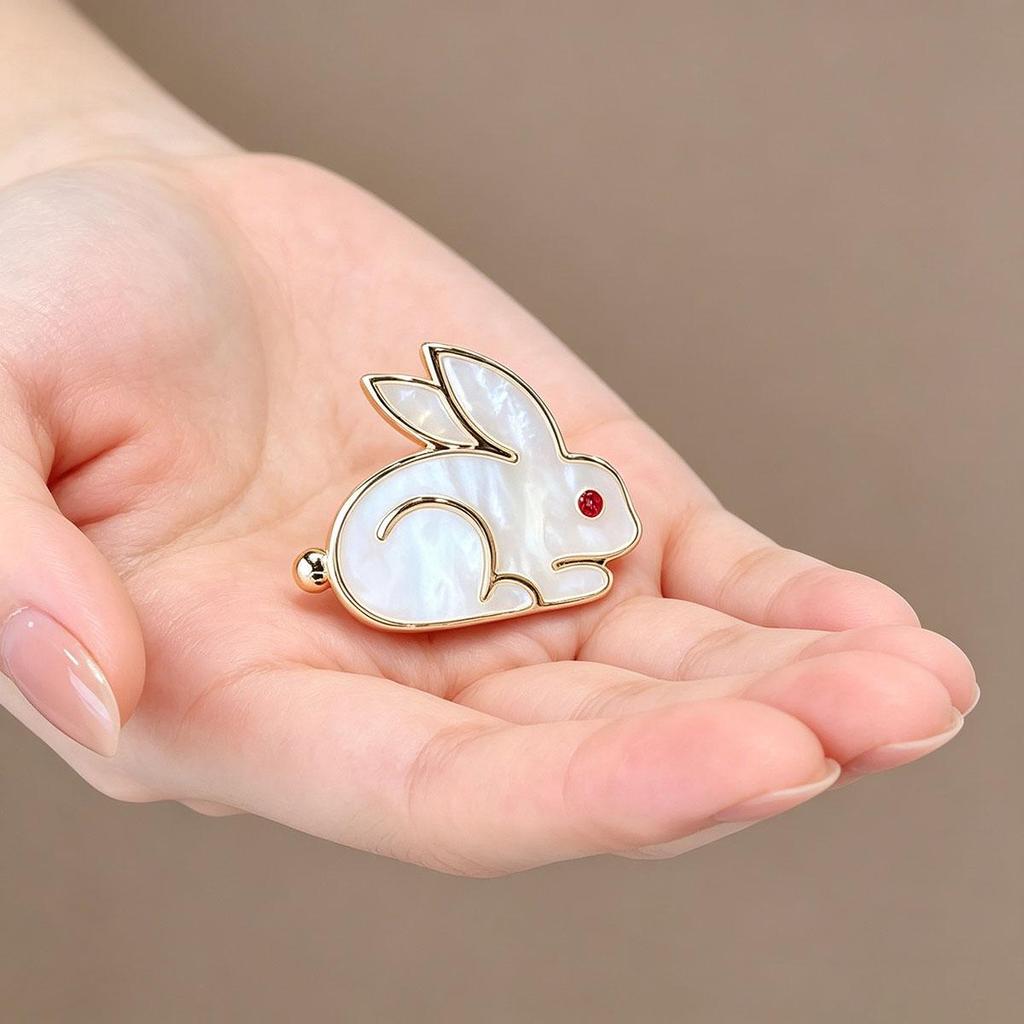 New Rabbit Brooch for Women, Brooch Pin Accessory, High-end Suit Anti-Slip Fixed Buckle Shirt Accessory for Women