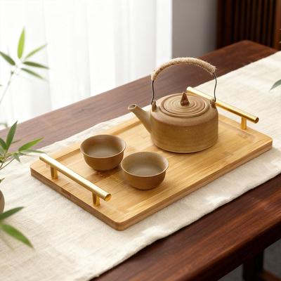 Rectangular Decorative Appetizer Serving Tray with Metal Handles, for Dinner And Desserts.