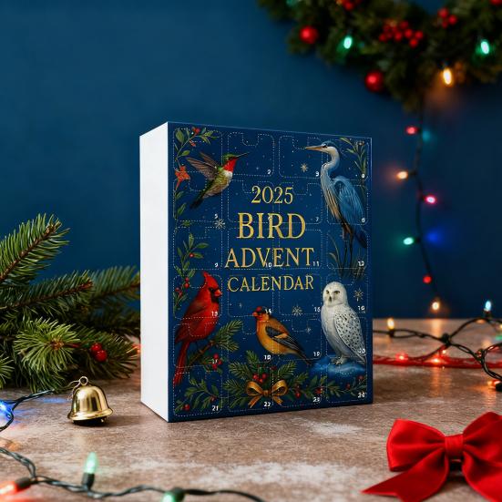 Yousheng 2025 Bird Advent Calendar 24 Days Countdown Box Realistic Bird Ornaments Christmas Tree Holiday Gift for Bird Lovers