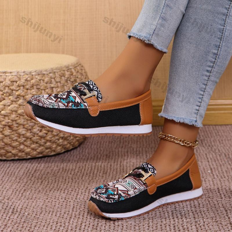 Fashion Women Design Print Sneakers Spring Autumn Trend Platform Sneakers Woman Lightweight Flat Slip-on Casual Single Shoe Plus Size 43