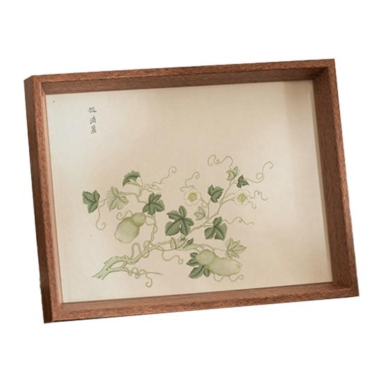 Chinese Style Picture Frame Vintage Floral Mini Photo Frame Wooden Standing Display Frame for Tabletop Wall Decor