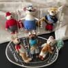 Mushroom Umbrella Wool Felt Animal Pendant Mountain Climbing Bear Fairy Tale Style Keychain  Couple
