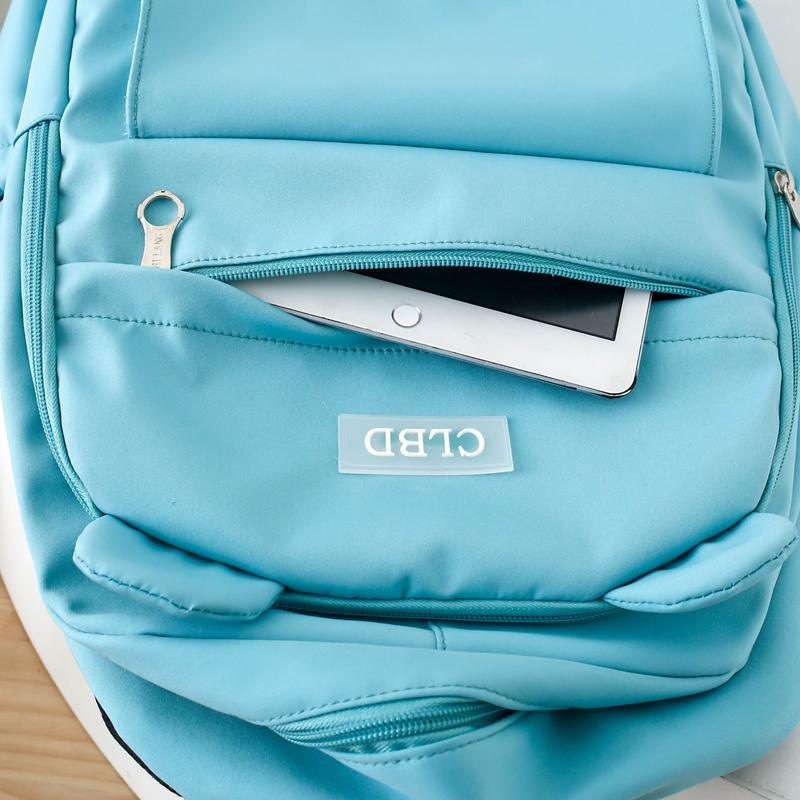 Three-Piece Backpack Set Solid Color Student Schoolbag Women Large Capacity Lightweight Computer Backpack