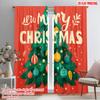 2pcs,2D Plane Printing Curtains Preety Christmas Tree Durable Polyester (without Rod) Holiday Perfect for Living Room & Office