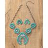 Boho Turquoise Floral Necklace Earring Set Alloy Jewelry Women Men Casual Wear