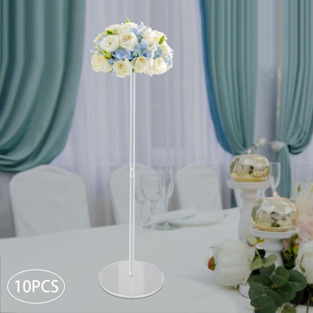 10pcs 31.5In Tall Acrylic Wedding Vases, Geometric Flower Stands for Table Centerpieces, Clear Party Decor, Wedding Table Decor