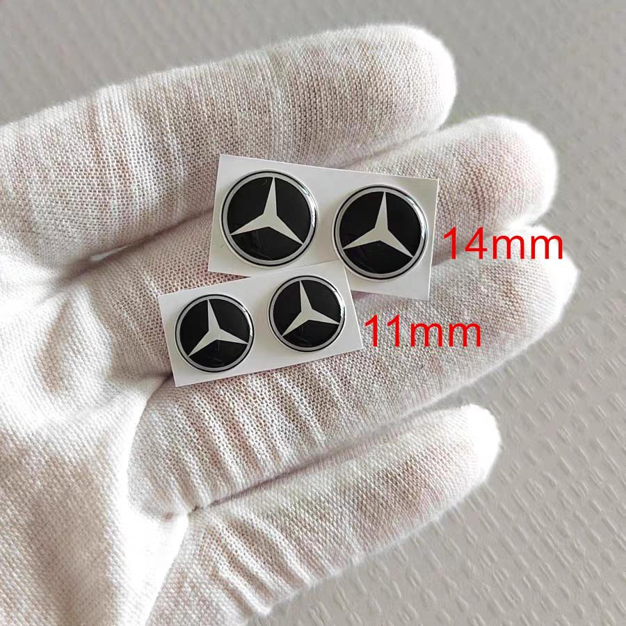 D5Emblems Mini Thin Self Adhesive Aluminum Key Emblem Sticker 11mm 14mm Easy Paste Remote Key Logo Decal For Mercedes Benz C200L