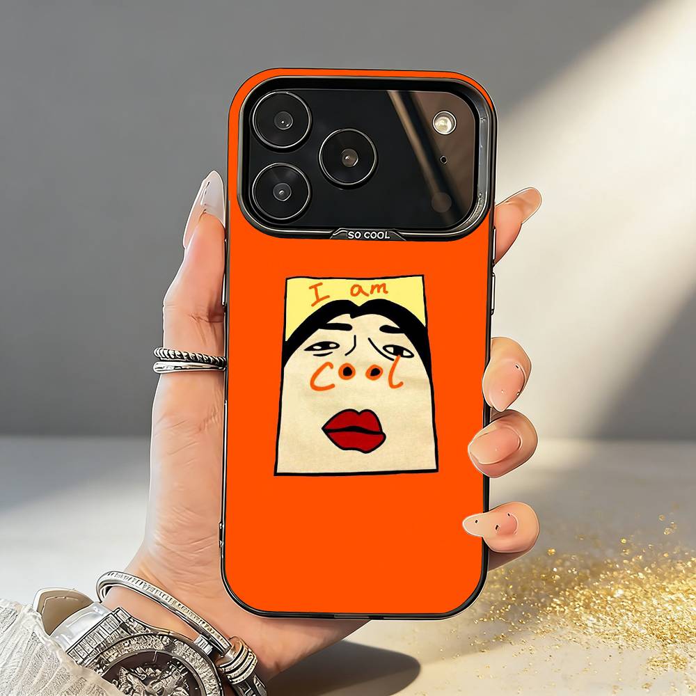 1PC F-Funny E-Exaggerated Face Emotion Phone Case For iPhone17,16,15,14,13,12,11,Pro,MAX White Matte Shockproof Cover