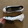 Sheepskin Version~ Retro Polka Dot Light Mouth Bow Thick Heel Mary Jane Shoes Women's Spring New Versatile Single Shoes