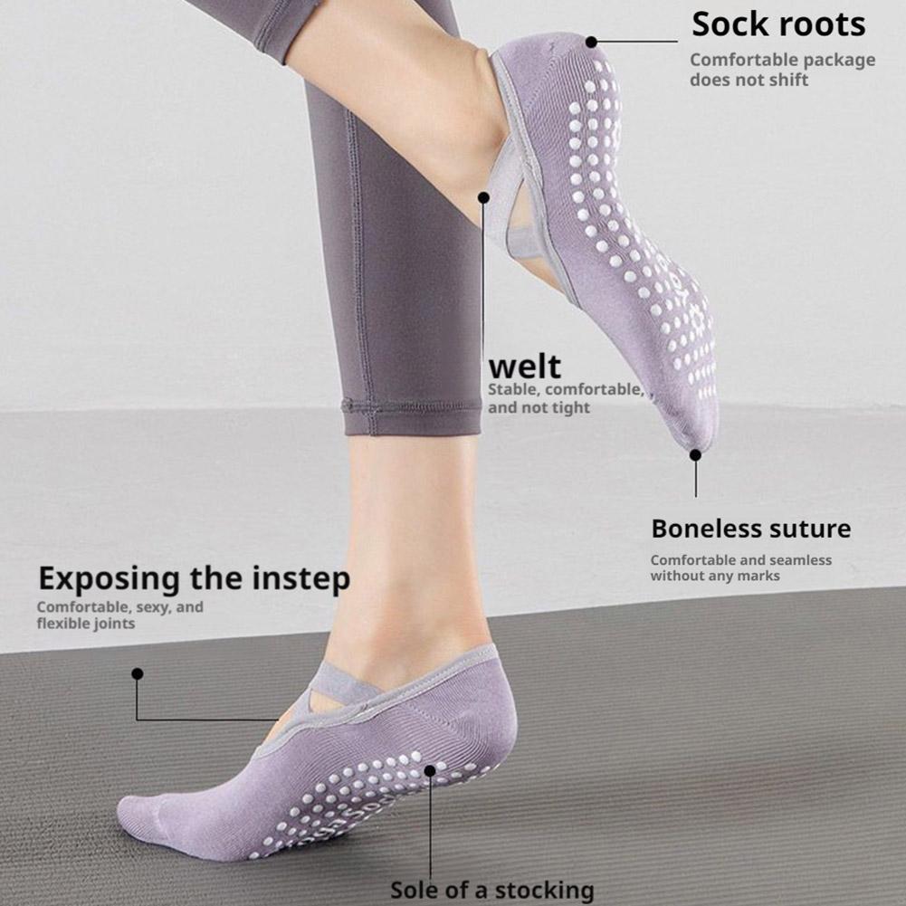 Professional Women Yoga Socks Silicone Anti-slip Grips & Straps Ballet Pilates Socks Women Breathable Barefoot Workout Socks