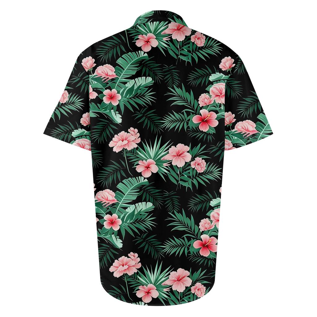 Men's Casual Short Sleeve Button Down Shirt Tropical Floral Leaf Print Lightweight Breathable Fabric Comfortable Fit