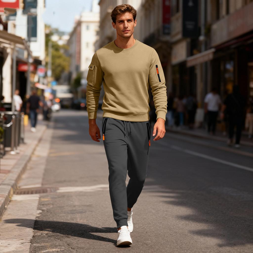 Men's Sweatshirt Suit Men's Solid Color Casual Sports Suit Sweatshirt Suit