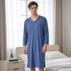 Herr Nattskjorta V-ringning Långärmad Mjukt Modaltyg Morgonrock Enfärgad Lös Passform Avslappnad Pyjamas Hem Sovrumskläder