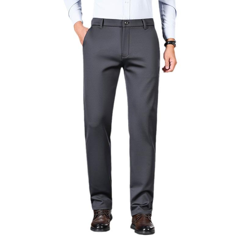 Men's Tiger Head Embroidery Autumn Straight-Leg Stretch Pants - Wrinkle-Resistant Casual Trousers