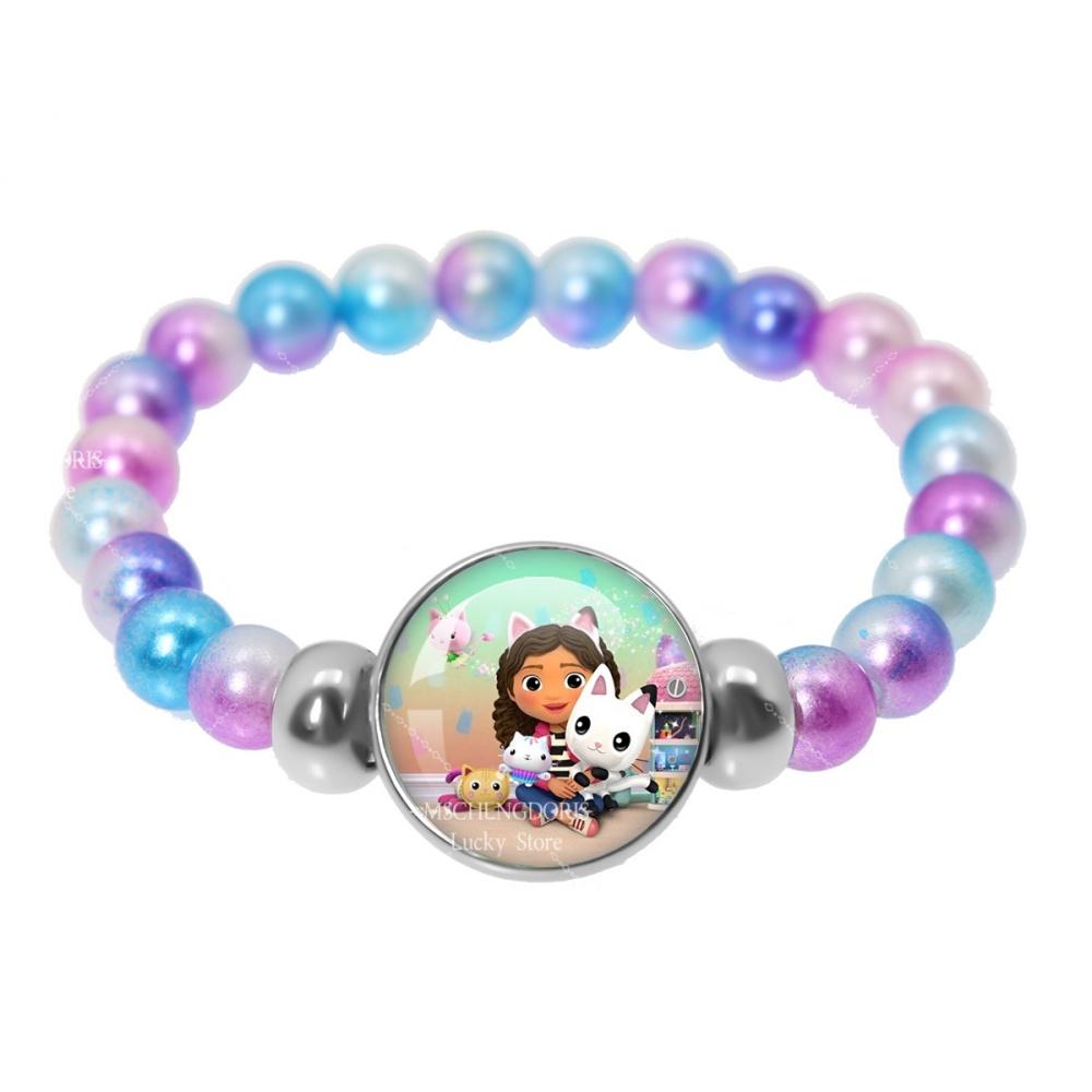 Braccialetto Casa delle Bambole Gabby Braccialetto Colorato Fashion con Perline di Vetro Cartone Animato Anime Gioielli Accessori Regalo di Compleanno per Bambini Ragazze
