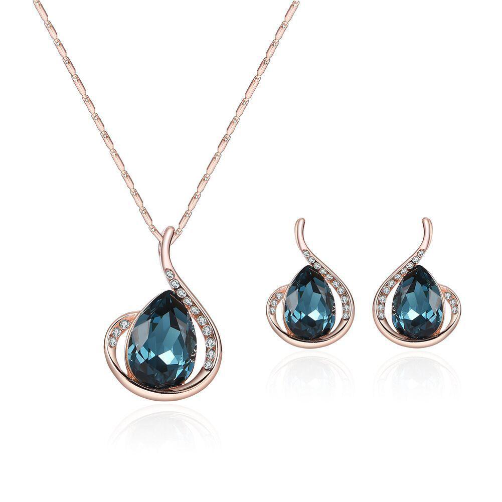 1set/3pcs (Necklace + Earrings) Women's Elegant Jewelry Set Fashion Versatile Diamond Crystal Gourd Jewelry Set