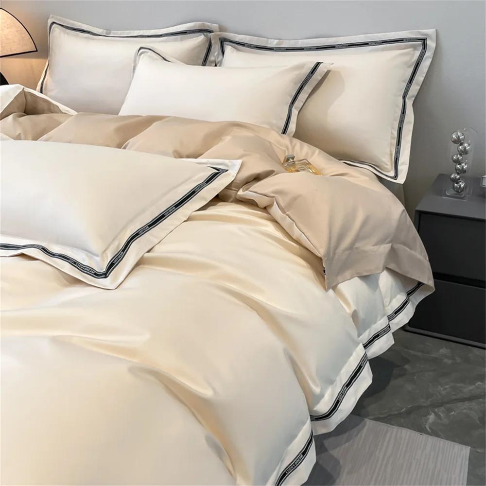 Svetanya Egyptian Cotton Fitted Sheets Pillowcase Duvet Cover Bedding Sets Queen King Size Bed Linens Solid Color