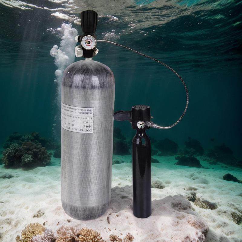 1 stk. Opladning Dykkertank Dykning Tilbehør HPA Ventil Fyldestation Adapter 6000Psi/400Bar Med 50Cm Slange Dobbelt Manometer