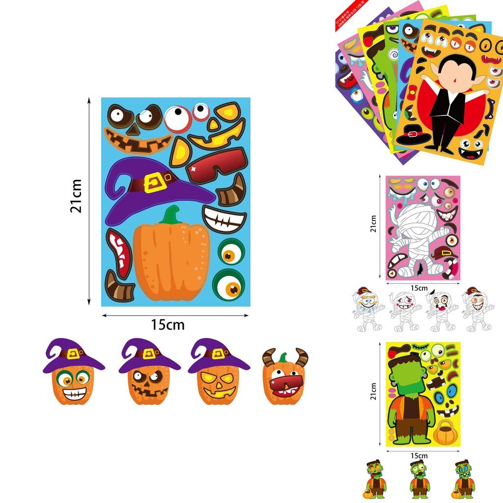 Colorful Xh061 Halloween Diy Pumpkin Puzzle Stickers For Kids Crafty Decor