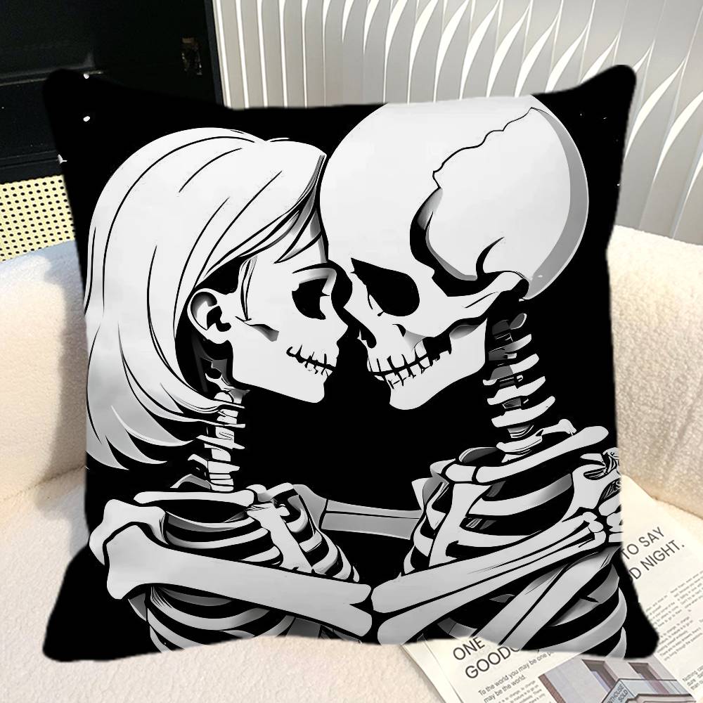 Simple Skull Love Married In Love Pillow Case Square Pillow Bedroom Sofa Leisure Comfort Cushion Car Home Decoration