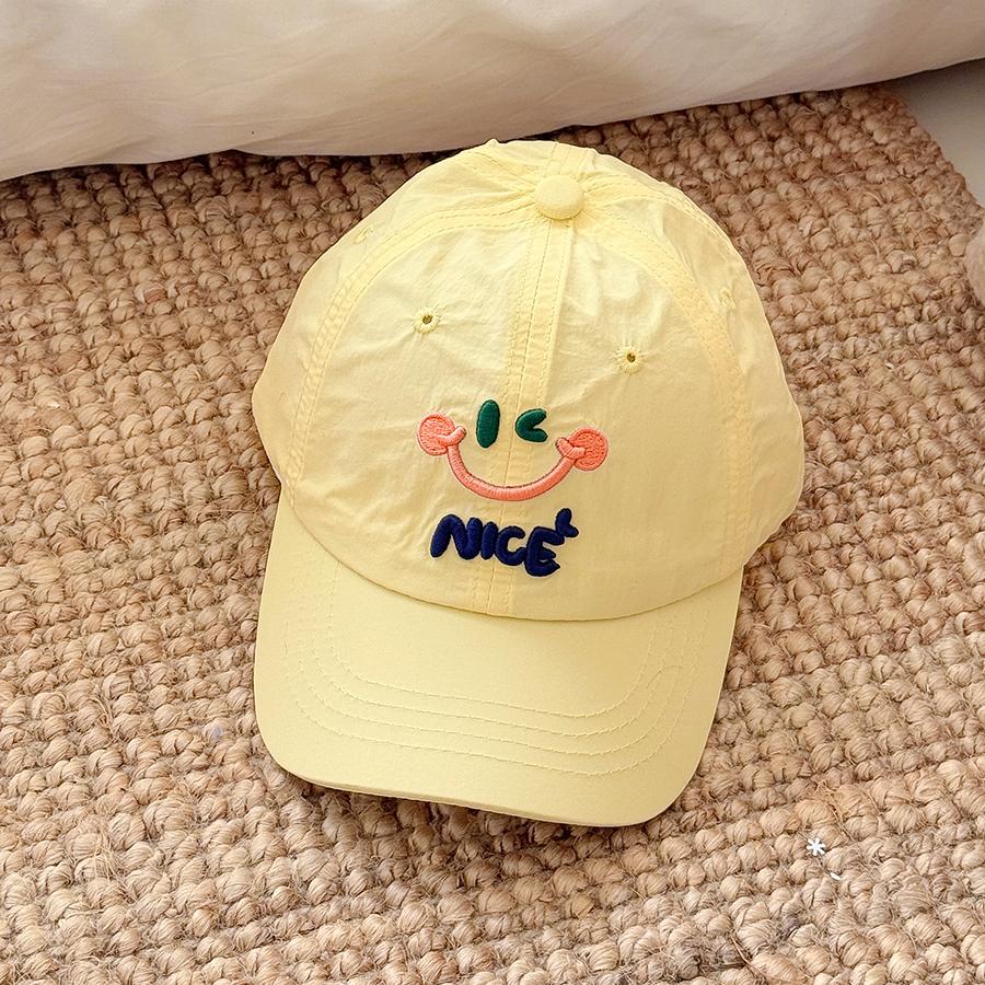 New Kids Quick Dry Baseball Cap Girl Boy Summer Cute Macaroon Color Smile Face Snapback Hat Baby Outdoor Children 3-7 Years
