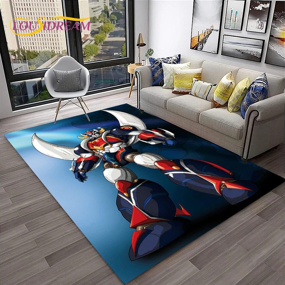 3D Cartoon UFO Robot Grendizer Anime Carpet Rug for Home Living Room Bedroom Sofa Doormat Decor,kids Area Rug Non-slip Floor Mat