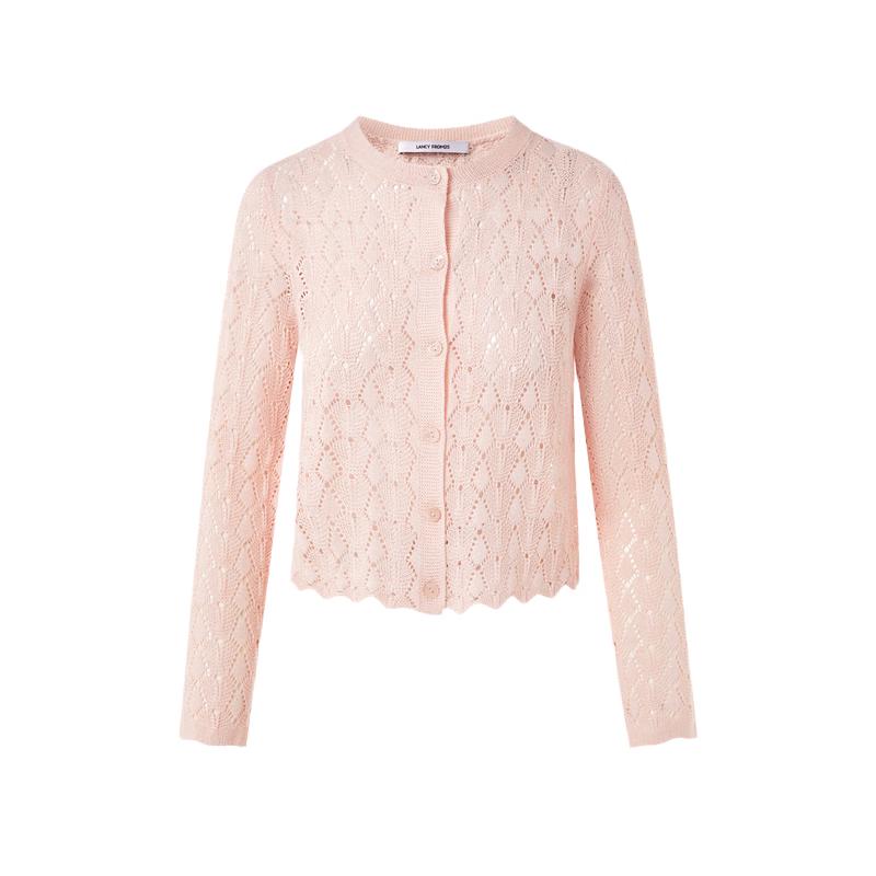 Langzi Old Money Style Hollow Sequin Knit Cardigan L