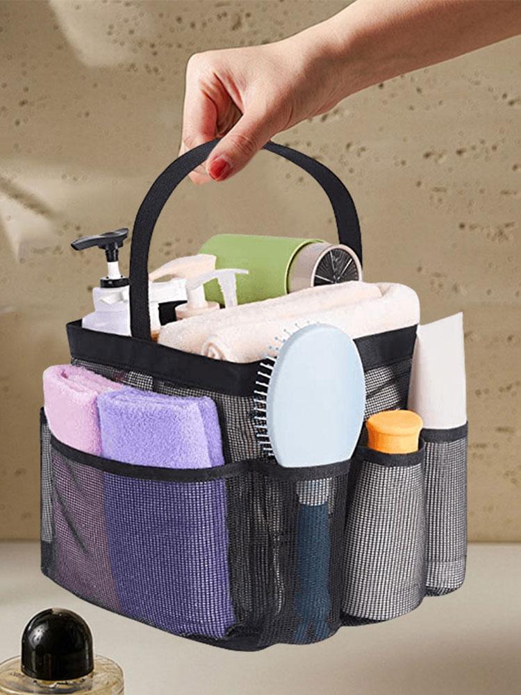 Mesh Shower Caddy Portable Shower Bag Multi-pockets Shower Basket Quick Dry Shower Tote Bag with Handle for College Dorm Travel