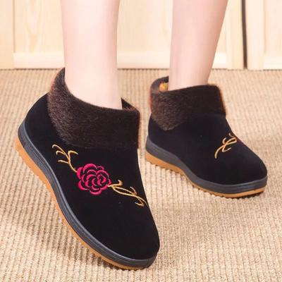 Winter Non-slip Grandma Snow Boot Women Round Toe Warm Boots  Leisure Warm Velvet Thickening Middle-aged Elderly Ankle Boots