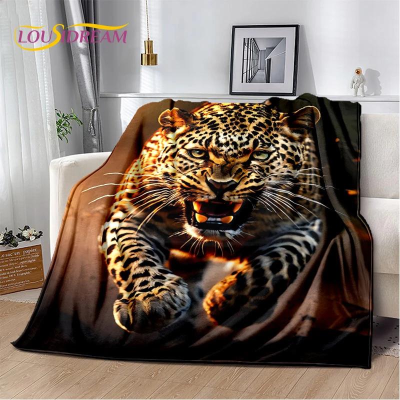 Wilde Tiger-Löwe-Leopard-Tier-Wildtier-Cartoon-Decke, weiche Überwurfdecke für Zuhause, Schlafzimmer, Bett, Sofa, Picknick, Büro